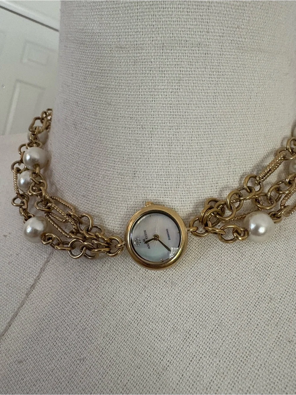 Y2K Gold Multi Layer Faux Pearl Chain Choker Necklace Coquette